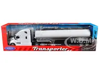Freightliner Cascadia Truck White with White Tanker Trailer "Transporter" Series 1/32 Diecast Model by Welly