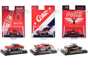 "Coca-Cola" Set of 3 pieces Release 43 Limited Edition to 10000 pieces Worldwide 1/64 Diecast Model Cars by M2 Machines