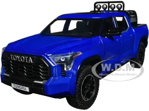 2023 Toyota Tundra TRD 4x4 Pickup Truck Blue Metallic with Sunroof and Wheel Rack 1/24 Diecast Model Car