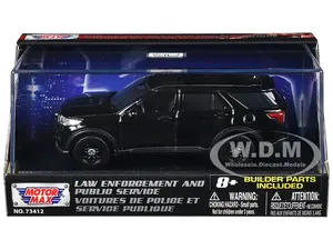 2022 Ford Police Interceptor Utility Black Unmarked "Custom Builders Kit" "Law Enforcement and Public Service" Series 1/43 Diecast Model Car by Motor