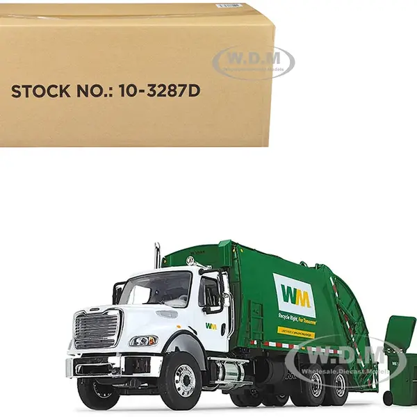 Freightliner M-2 with McNeilus Rear Loader Garbage Truck "Waste Management" with Garbage Bins 1/34 Diecast Model by First Gear