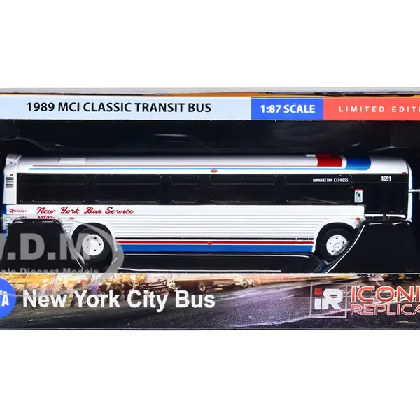 1989 MCI Classic Transit Bus New York Bus Service "Manhattan Express" "MTA New York City Bus" Series 1/87 (HO) Diecast Model by Iconic Replicas