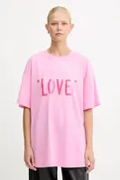 Bavlněné tričko Twinset dámské, růžová barva, 252AQ2120