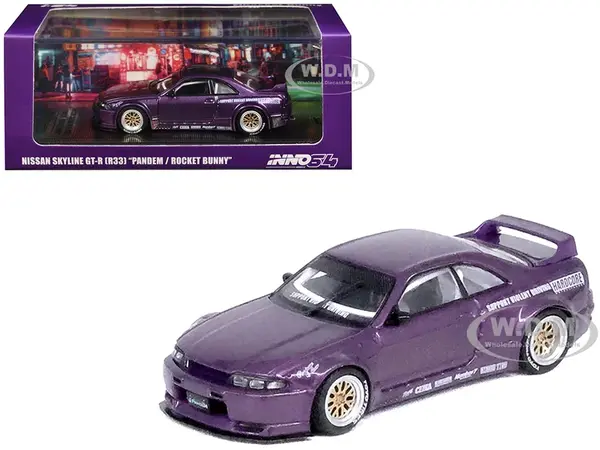 Nissan Skyline GT-R (R33) RHD (Right Hand Drive) "Pandem - Rocket Bunny" Purple Metallic 1/64 Diecast Model Car by Inno Models