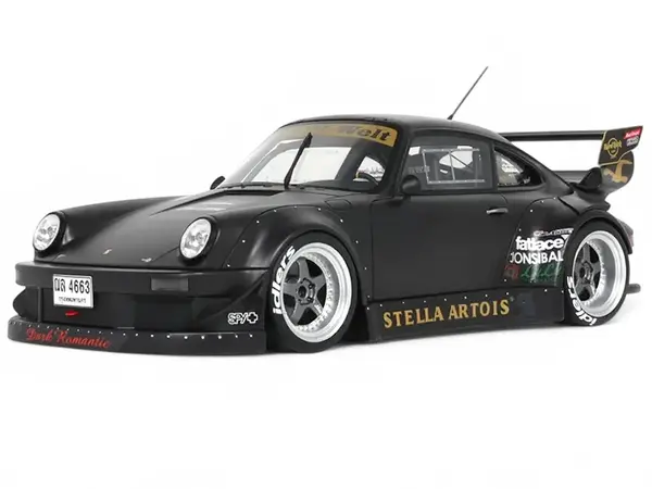 2010 Porsche RWB 964 "Stella Artois" Matt Black 1/18 Model Car by GT Spirit