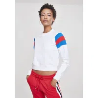 Ladies Sleeve Stripe Crew bílá/světlemodrá/vypalovaná