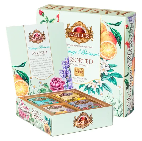 BASILUR Vintage Blossoms Assorted II. obal bal čierne a zelené čaje 40 gastro sáčkov