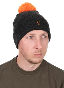 Fox čepice collection bobble hat black orange