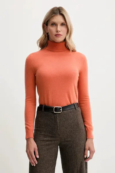 Vlněný svetr United Colors of Benetton dámský, šedá barva, s golfem, 1002D2348