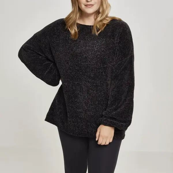 Dámský oversize žinilkový svetr černý