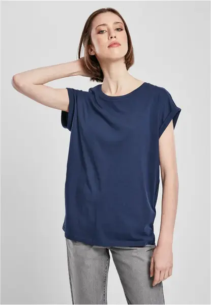 Women's T-shirt with extended shoulder dark blue