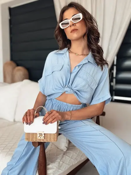 Koszula damska GRITAN błękitna Dstreet