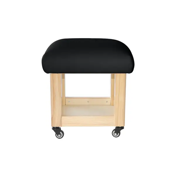 Drevená taburetka na kolieskach Čierna