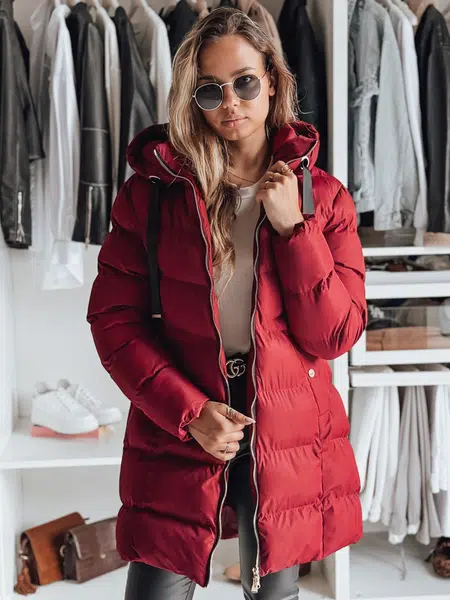 Kurtka damska zimowa z kapturem GABRIELLE bordowa Dstreet