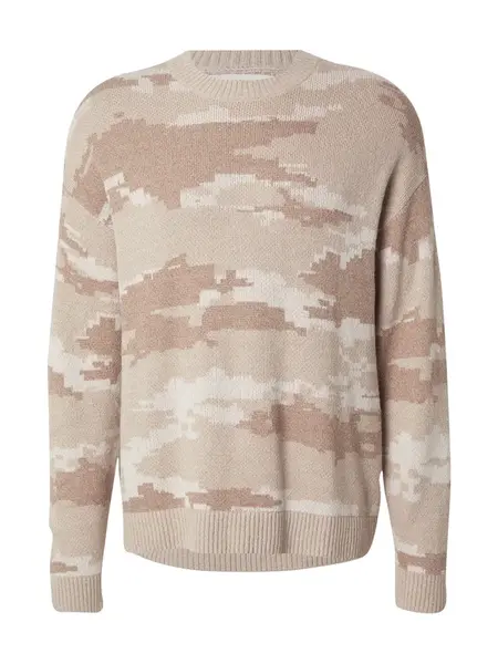 HOLLISTER Sveter 'INTARSIA'  kapučíno / svetlohnedá / prírodná biela