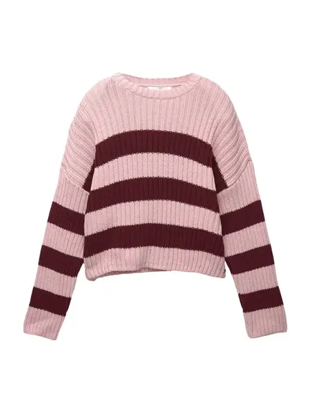 Pull&Bear Sveter 'PACIFIC'  ružová / burgundská