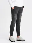 Ombre Men's JOGGER denim pants with rubbing - black