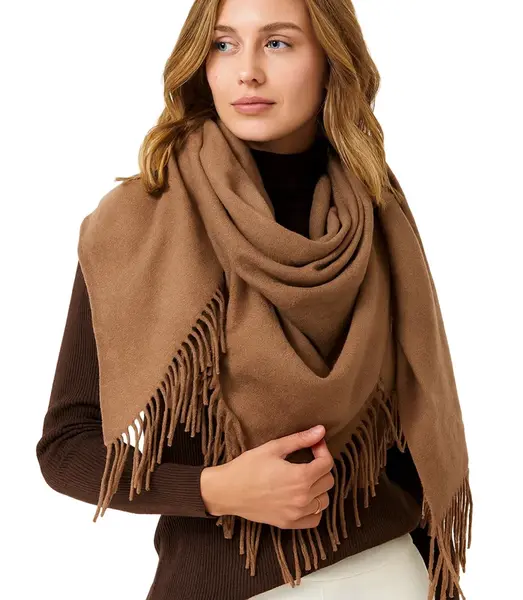 Pri One-color shawl shlik scarf with fringe GRACE