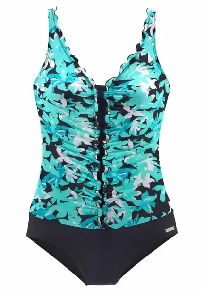 PETITE FLEUR Jednodielne plavky  tyrkysová / čierna