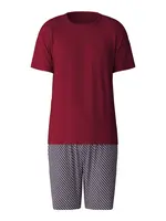 CALIDA Krátke pyžamo  tmavomodrá / karmínovo červená / biela