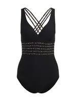 LASCANA Jednodielne plavky  béžová / hnedá / čierna