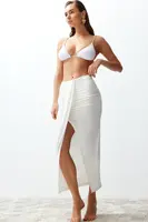 Trendyol Ecru Maxi Knitted Beach Skirt