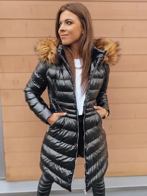 Černá dámská dlouhá prošívaná zimní bunda s kapucí Dstreet