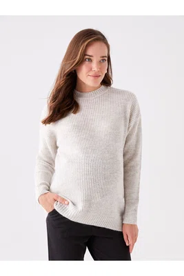 LC Waikiki Crew Neck Plain Long Sleeve Maternity Knitwear Sweater