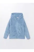 LC Waikiki Hooded Basic Long Sleeve Girl's Zippered Sweatshirt