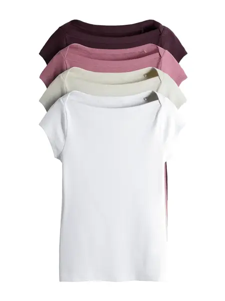 The Set Tričko  tmelová / baklažánová / eozín / biela