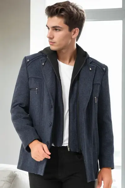 K9532 DEWBERRY MEN'S COAT-DIAGONAL NAVY BLUE
