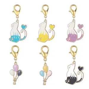 6Pcs Alloy Enamel Pendant Decoration