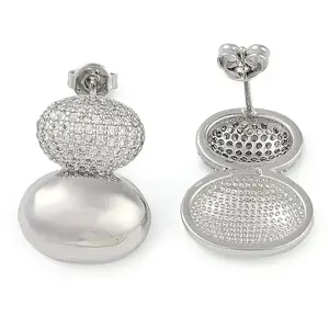 Oval Clear Cubic Zirconia Stud Earrings