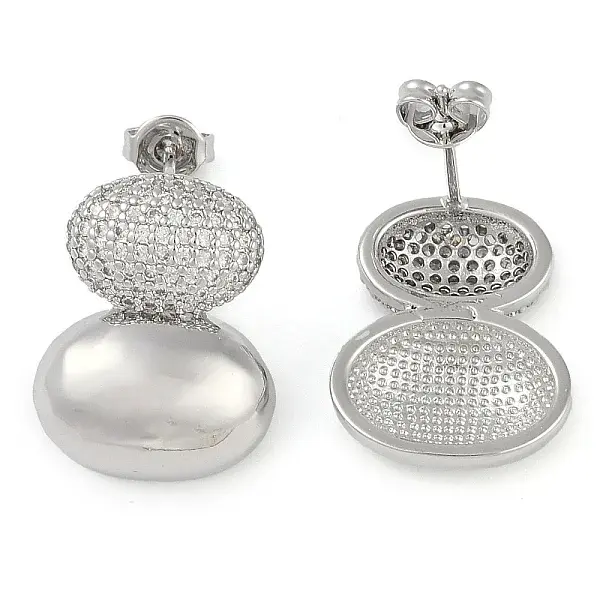 Oval Clear Cubic Zirconia Stud Earrings