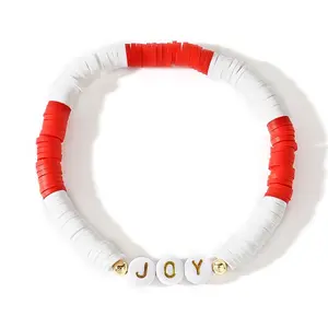 Christmas Polymer Clay Heishi Beaded Stretch Bracelets