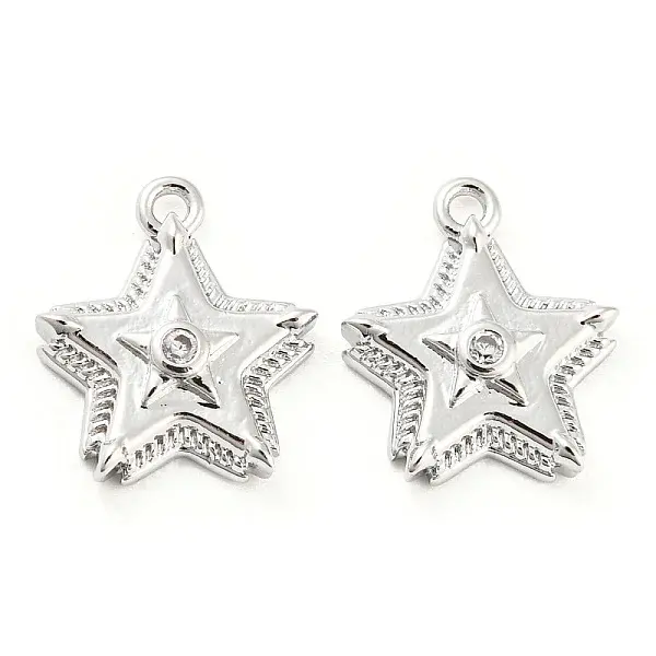 Brass Micro Pave Cubic Zirconia Charms