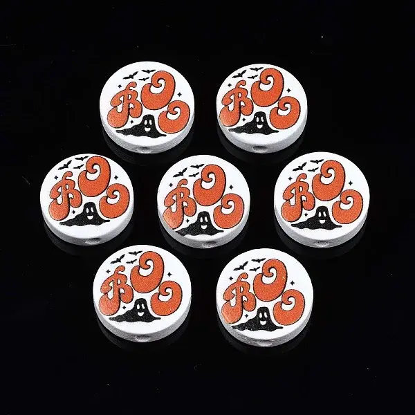 Halloween Printed Natural Wood Beads