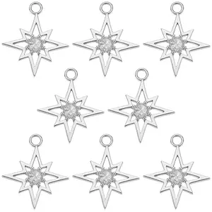 12Pcs Brass Pave Clear Cubic Zirconia Pendants
