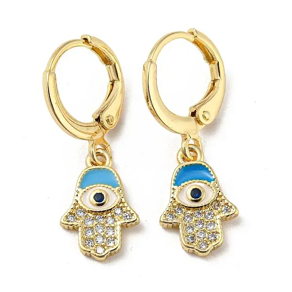 Golden Brass Dangle Leverback Earrings