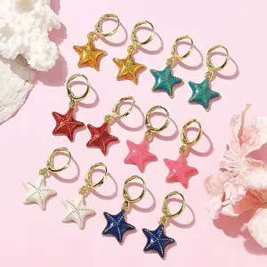Brass Enamel Leverback Earrings for Women
