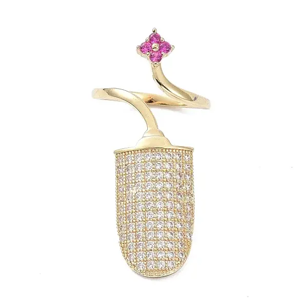 Brass Micro Pave Cubic Zirconia Fingernail Rings