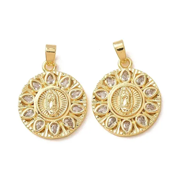 Brass Micro Pave Clear Cubic Zirconia Pendants