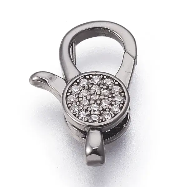 Brass Micro Pave Cubic Zirconia Lobster Claw Clasps
