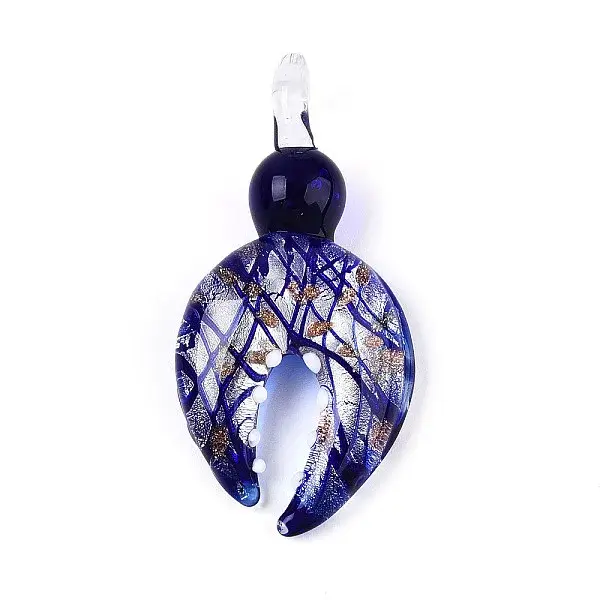 Handmade Silver Foil Lampwork Big Pendants