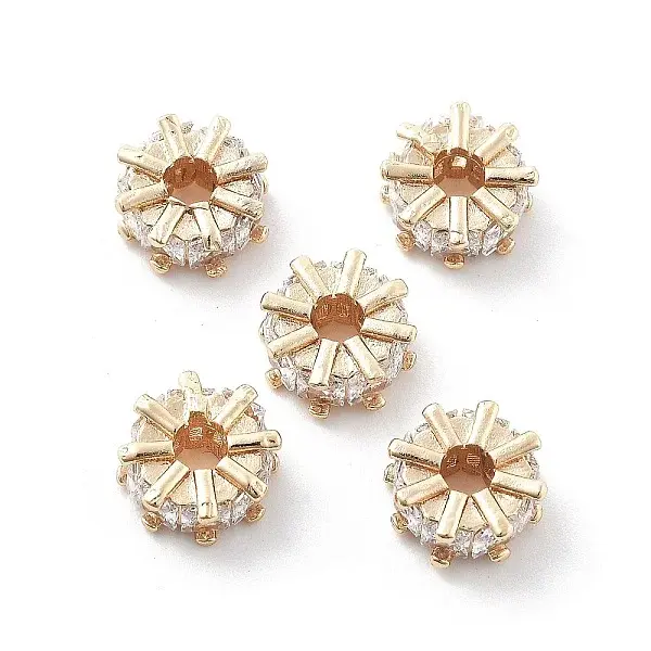 Brass Micro Pave Cubic Zirconia Beads