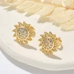 Brass Micro Pave Clear Cubic Zirconia Stud Earrings