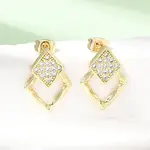 Brass Micro Pave Cubic Zirconia Stud Earrings