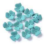 3-Petal Spray Painted Acrylic Bead Caps