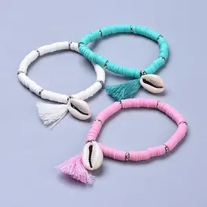Handmade Polymer Clay Heishi Beads Stretch Bracelets