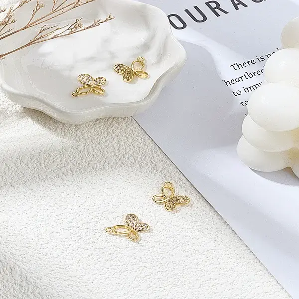4Pcs Brass Micro Pave Cubic Zirconia Pendants